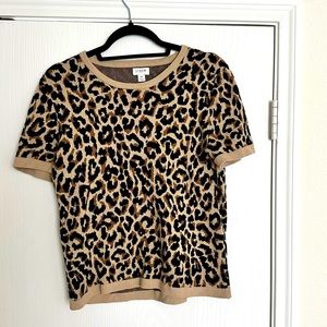 J. CREW animal print knit top size m